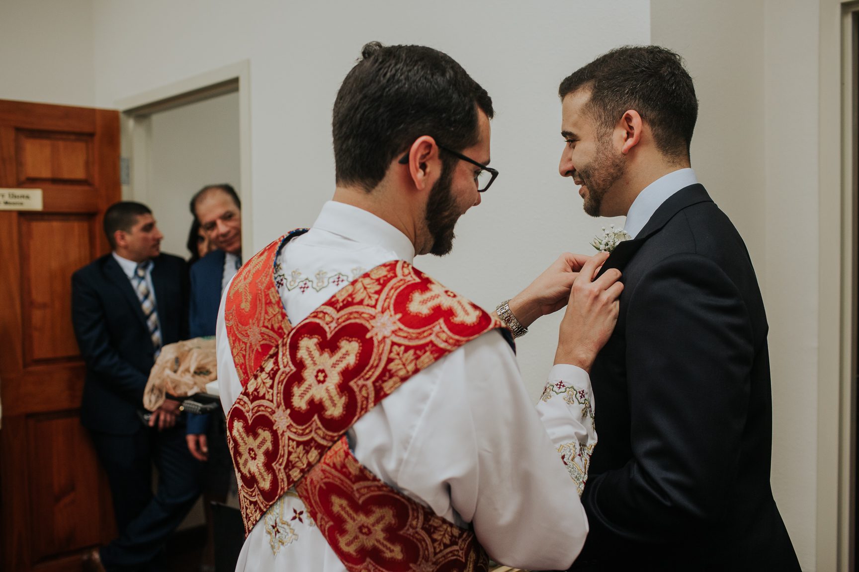 pinning the boutonnière for coptic engagement