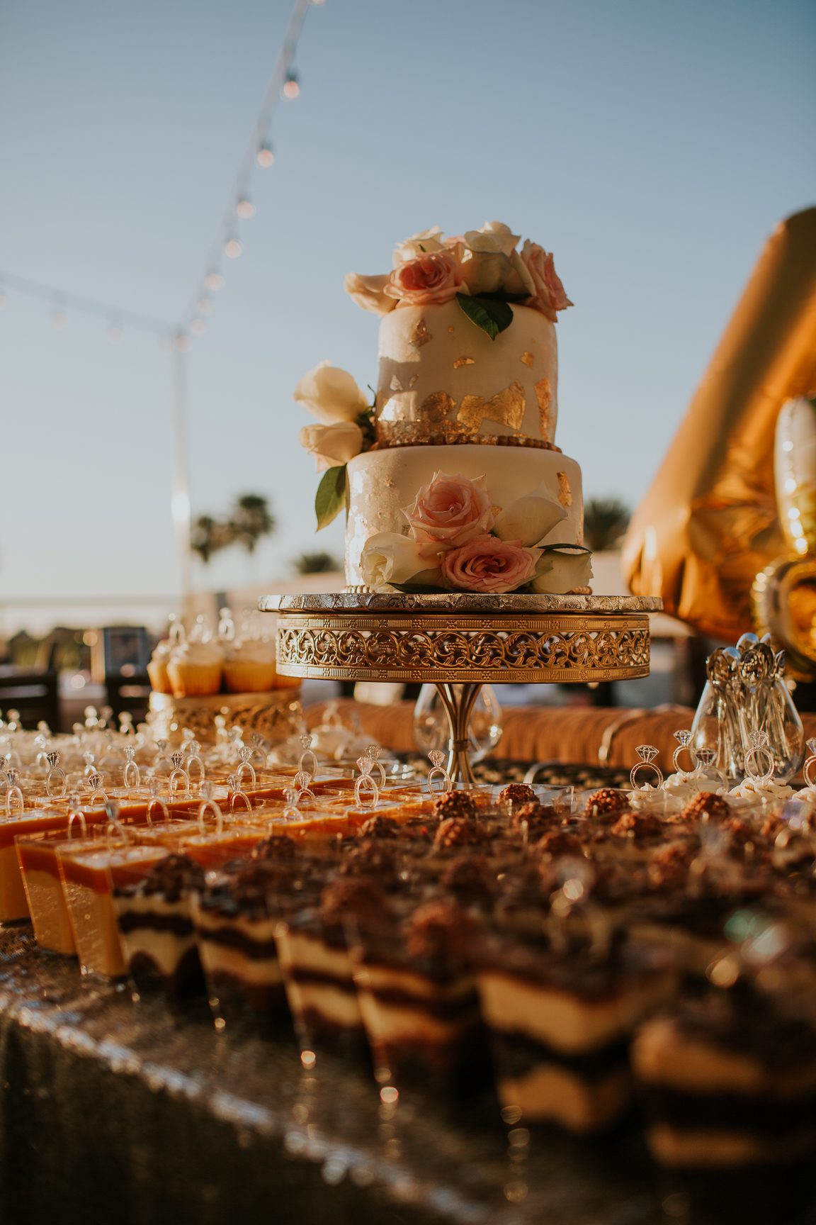 detail of dessert table for coptic engagement party on clearwater beach
